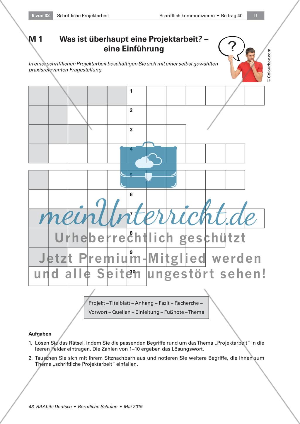 Die schriftliche Projektarbeit: Themenwahl und Informationsrecherche Preview 1