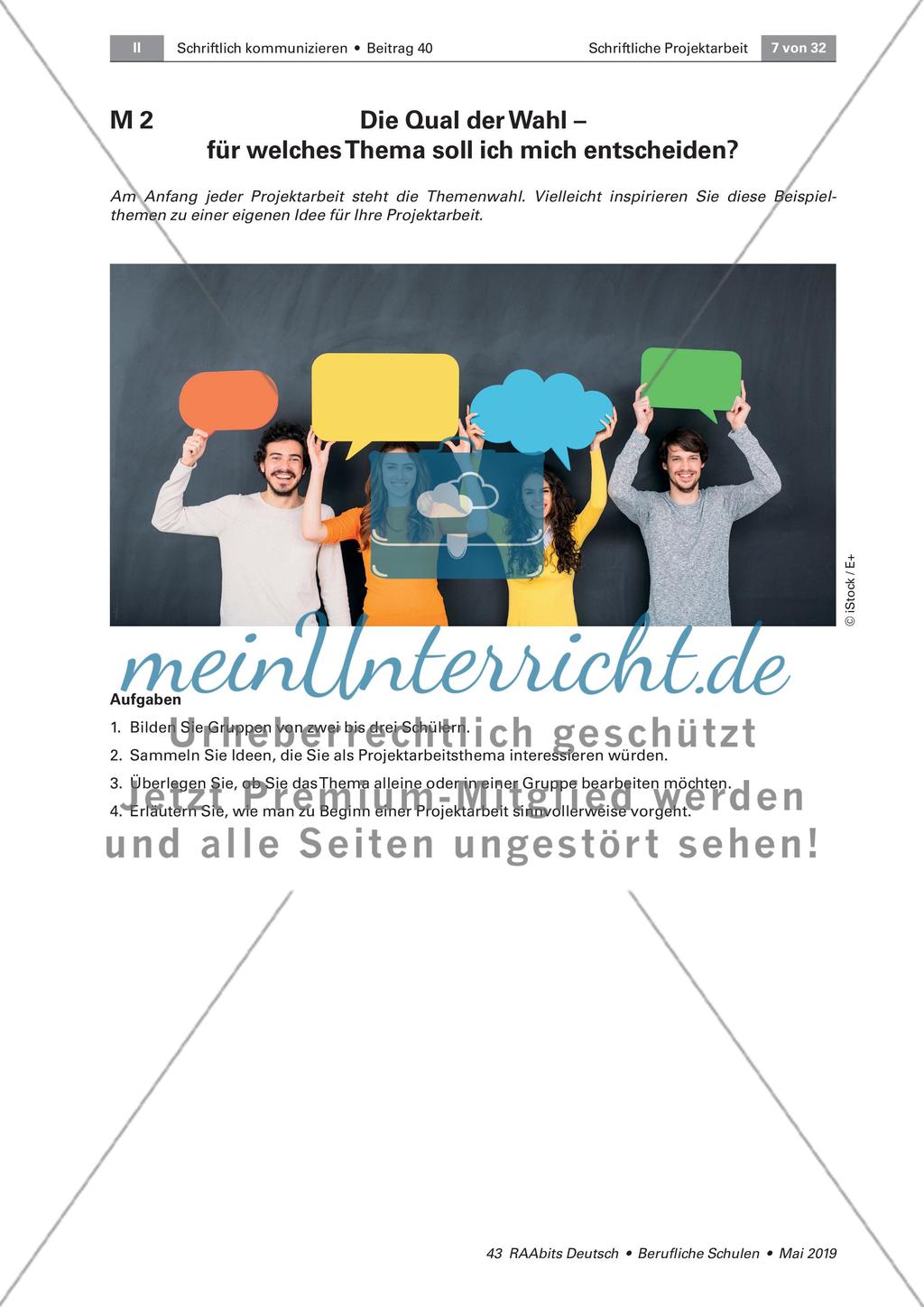 Die schriftliche Projektarbeit: Themenwahl und Informationsrecherche Preview 2