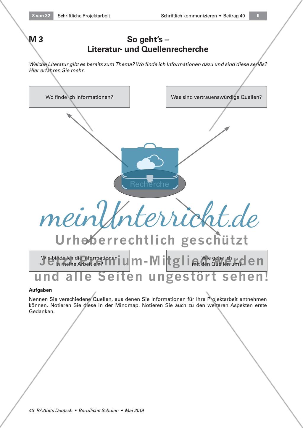 Die schriftliche Projektarbeit: Themenwahl und Informationsrecherche Preview 3