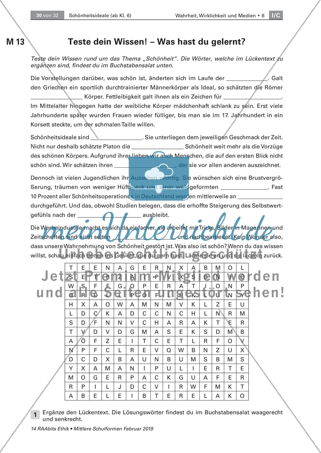 Lernerfolgskontrolle: Schönheit Preview 1