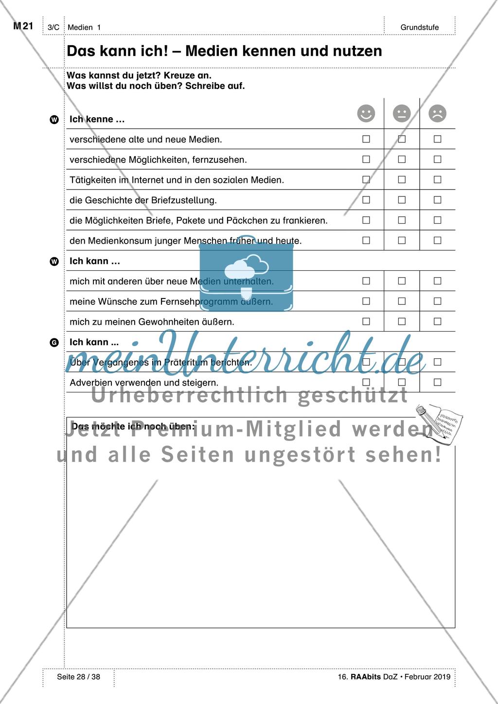 Medien kennen und nutzen: Test, Selbsteinschätzung und Wortschatzliste Preview 3