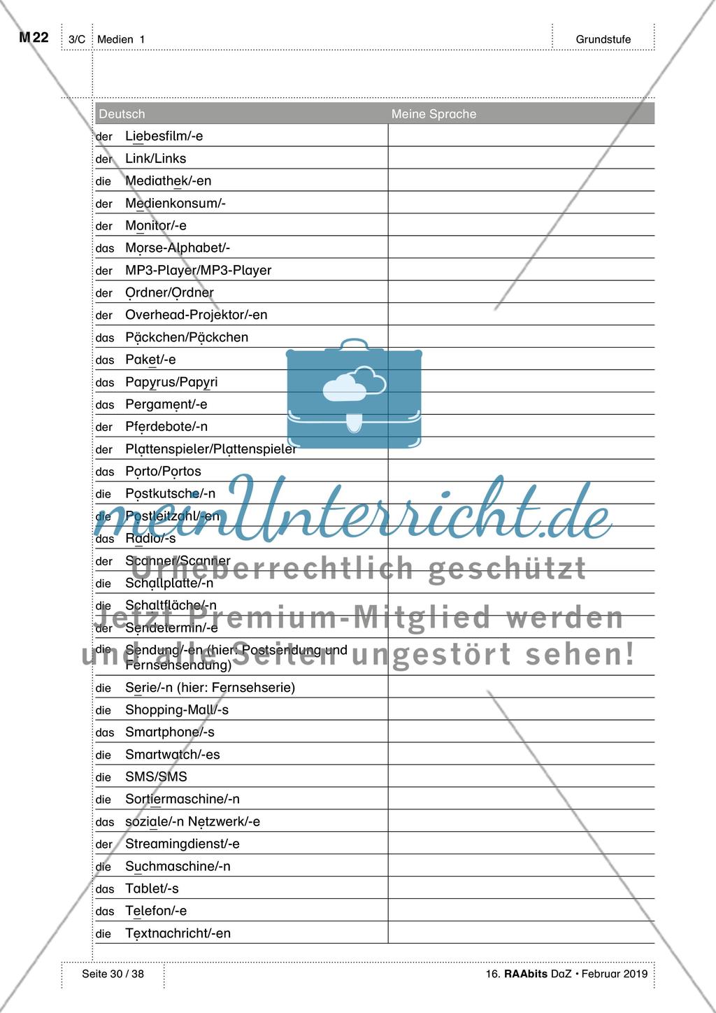 Medien kennen und nutzen: Test, Selbsteinschätzung und Wortschatzliste Preview 5