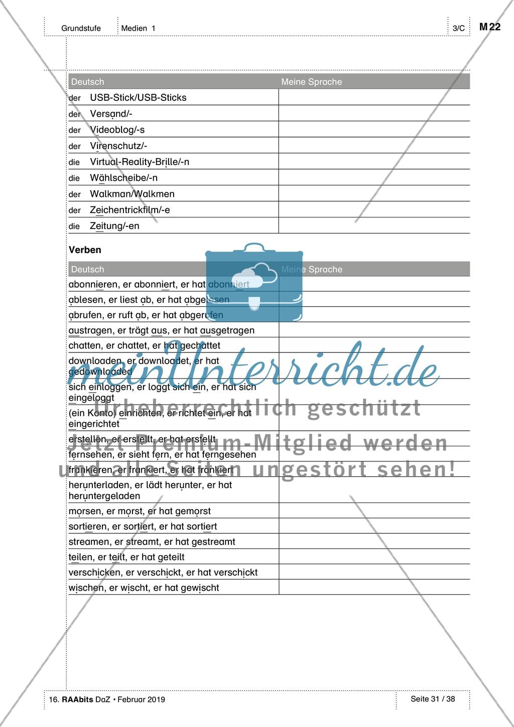 Medien kennen und nutzen: Test, Selbsteinschätzung und Wortschatzliste Preview 6