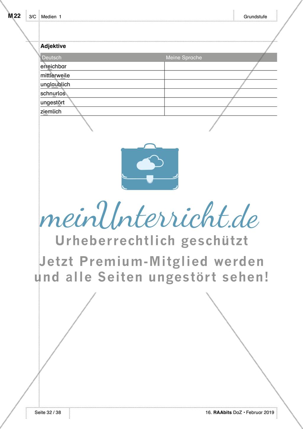 Medien kennen und nutzen: Test, Selbsteinschätzung und Wortschatzliste Preview 7