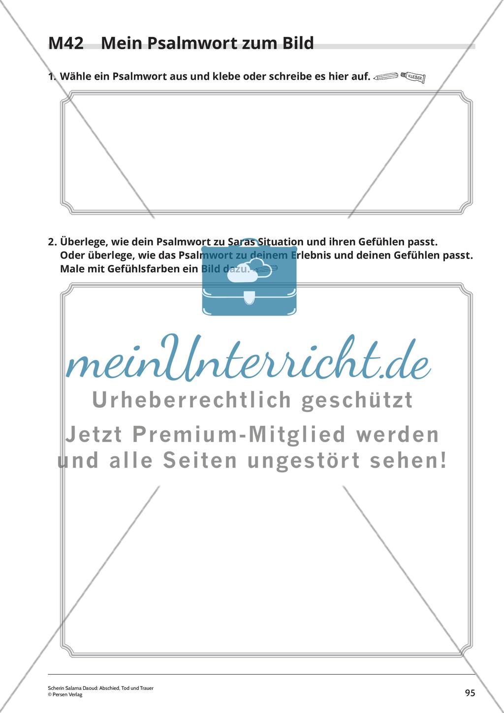 Unterrichtsreihe 2: Eine Unterrichtsreihe zu dem Bilderbuch „Abschied von Rune“: „Psalmworte erzählen von Gefühlen der Menschen“ Preview 12
