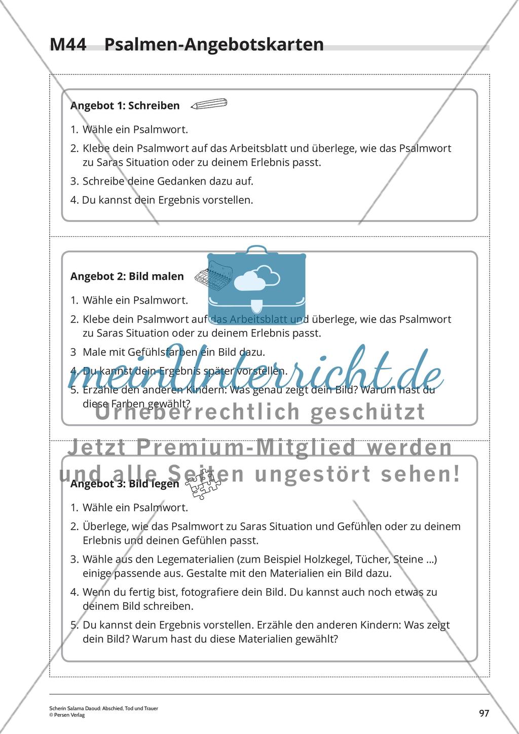 Unterrichtsreihe 2: Eine Unterrichtsreihe zu dem Bilderbuch „Abschied von Rune“: „Psalmworte erzählen von Gefühlen der Menschen“ Preview 14
