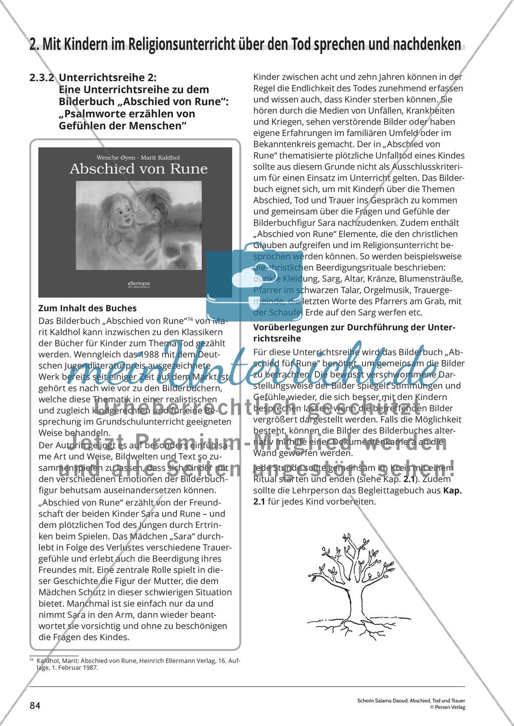 Unterrichtsreihe 2: Eine Unterrichtsreihe zu dem Bilderbuch „Abschied von Rune“: „Psalmworte erzählen von Gefühlen der Menschen“ Preview 1