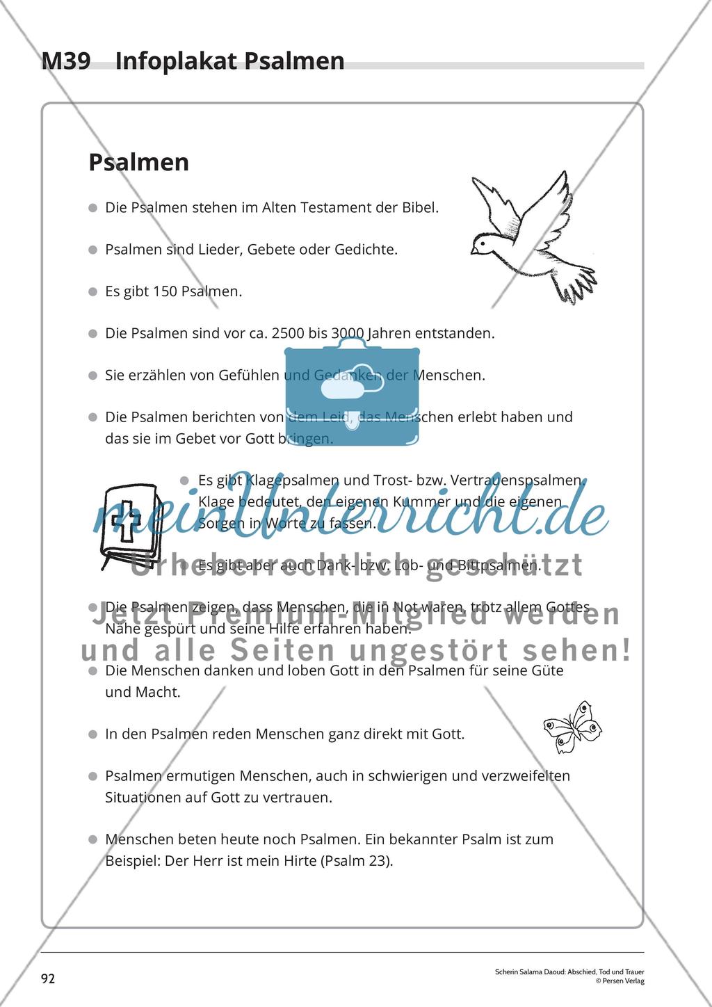 Unterrichtsreihe 2: Eine Unterrichtsreihe zu dem Bilderbuch „Abschied von Rune“: „Psalmworte erzählen von Gefühlen der Menschen“ Preview 9
