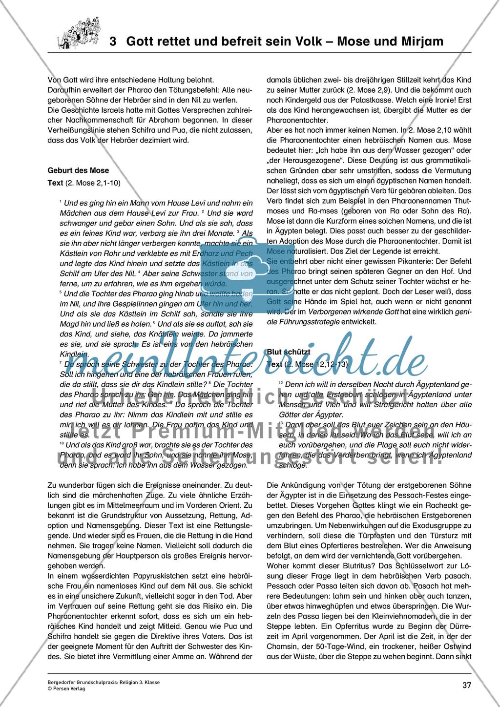 Kapitel 3 Gott rettet und befreit sein Volk Mose und Mirjam meinUnterricht