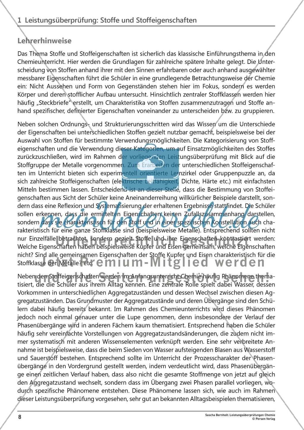 Leistungsüberprüfung: Stoffe und Stoffeigenschaften Preview 1