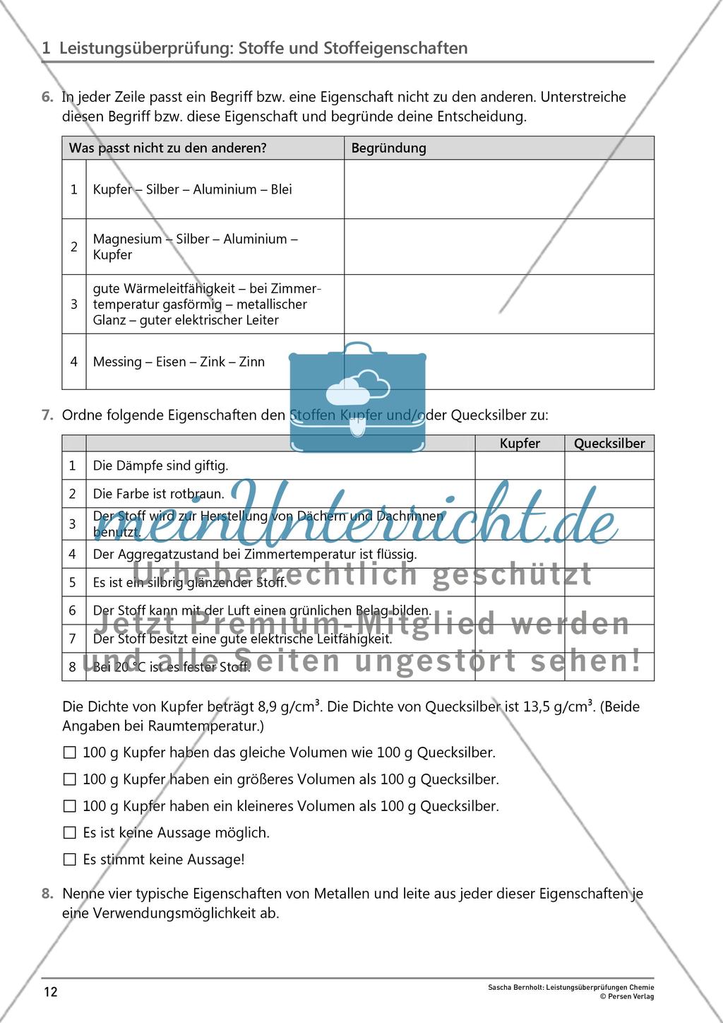 Leistungsüberprüfung: Stoffe und Stoffeigenschaften Preview 5