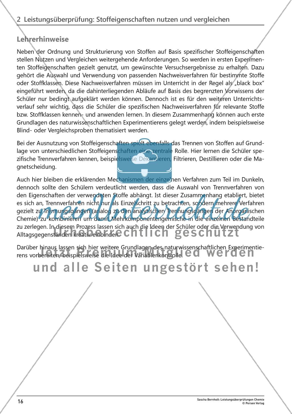 Leistungsüberprüfung: Stoffeigenschaften nutzen und vergleichen Preview 1