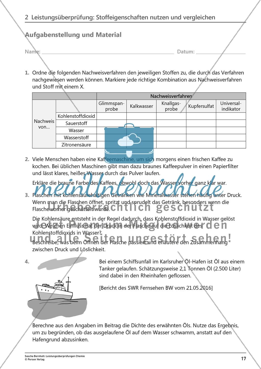 Leistungsüberprüfung: Stoffeigenschaften nutzen und vergleichen Preview 2
