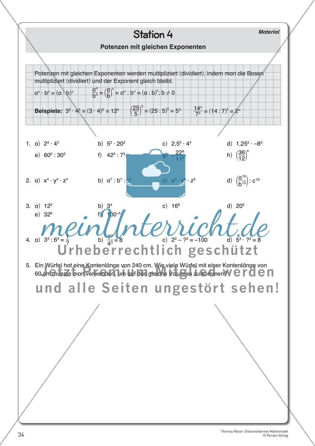 Potenzen und deren Funktionen Preview 10