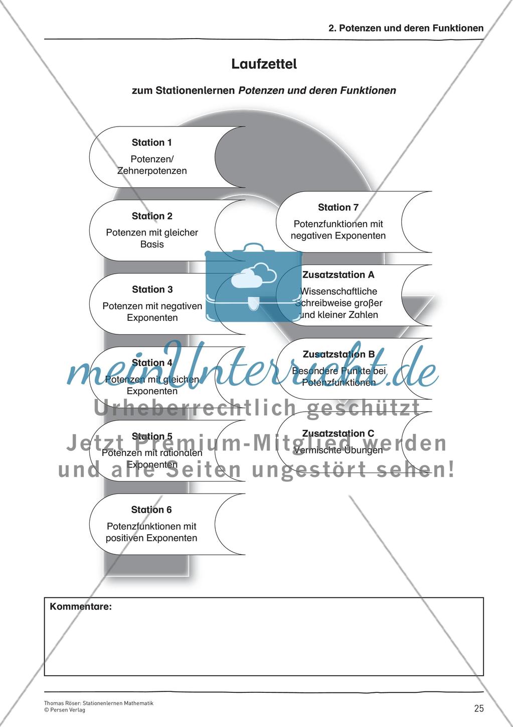 Potenzen und deren Funktionen Preview 1