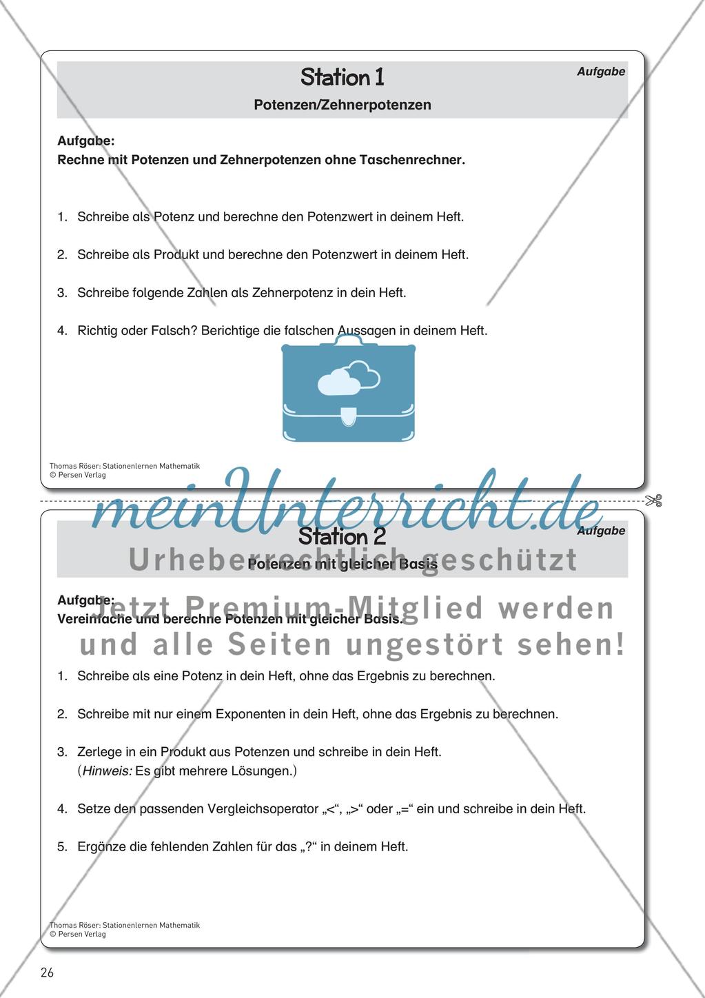 Potenzen und deren Funktionen Preview 2