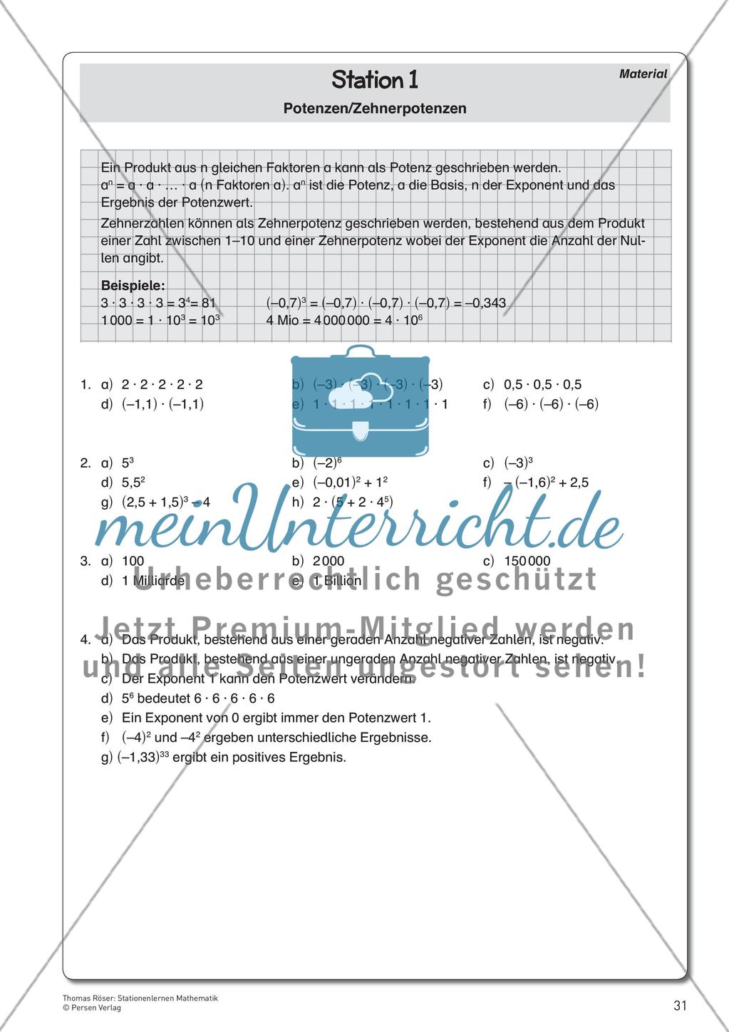 Potenzen und deren Funktionen Preview 7