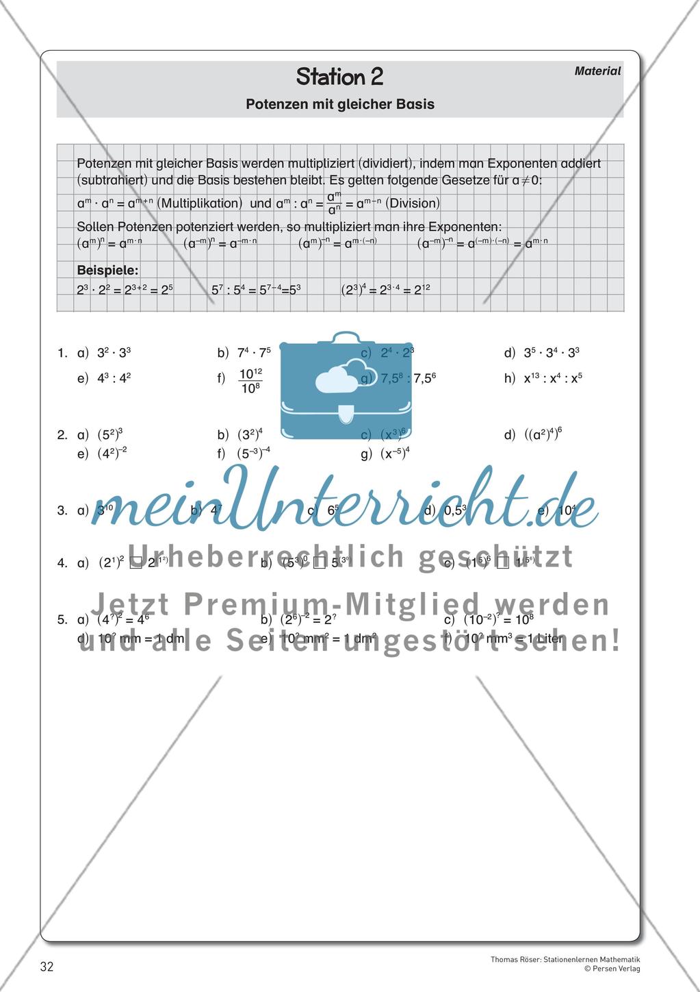 Potenzen und deren Funktionen Preview 8