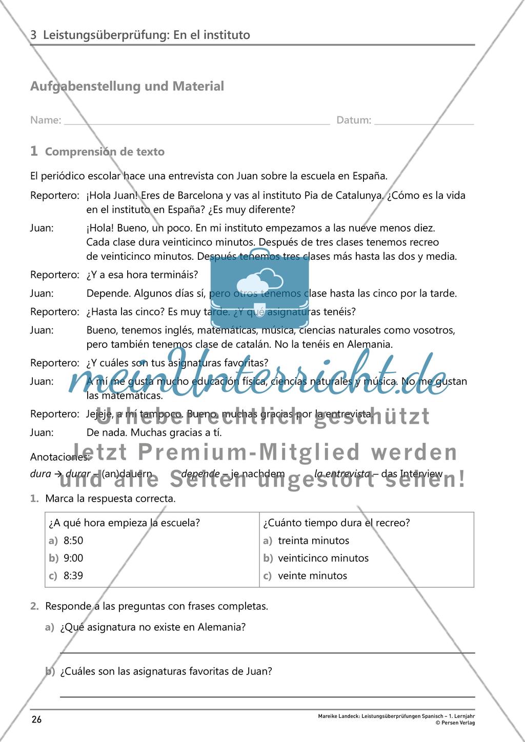 Leistungsüberprüfung: En el instituto Preview 2