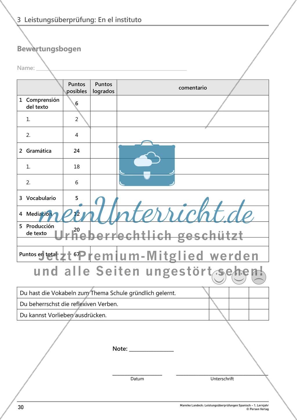 Leistungsüberprüfung: En el instituto Preview 6