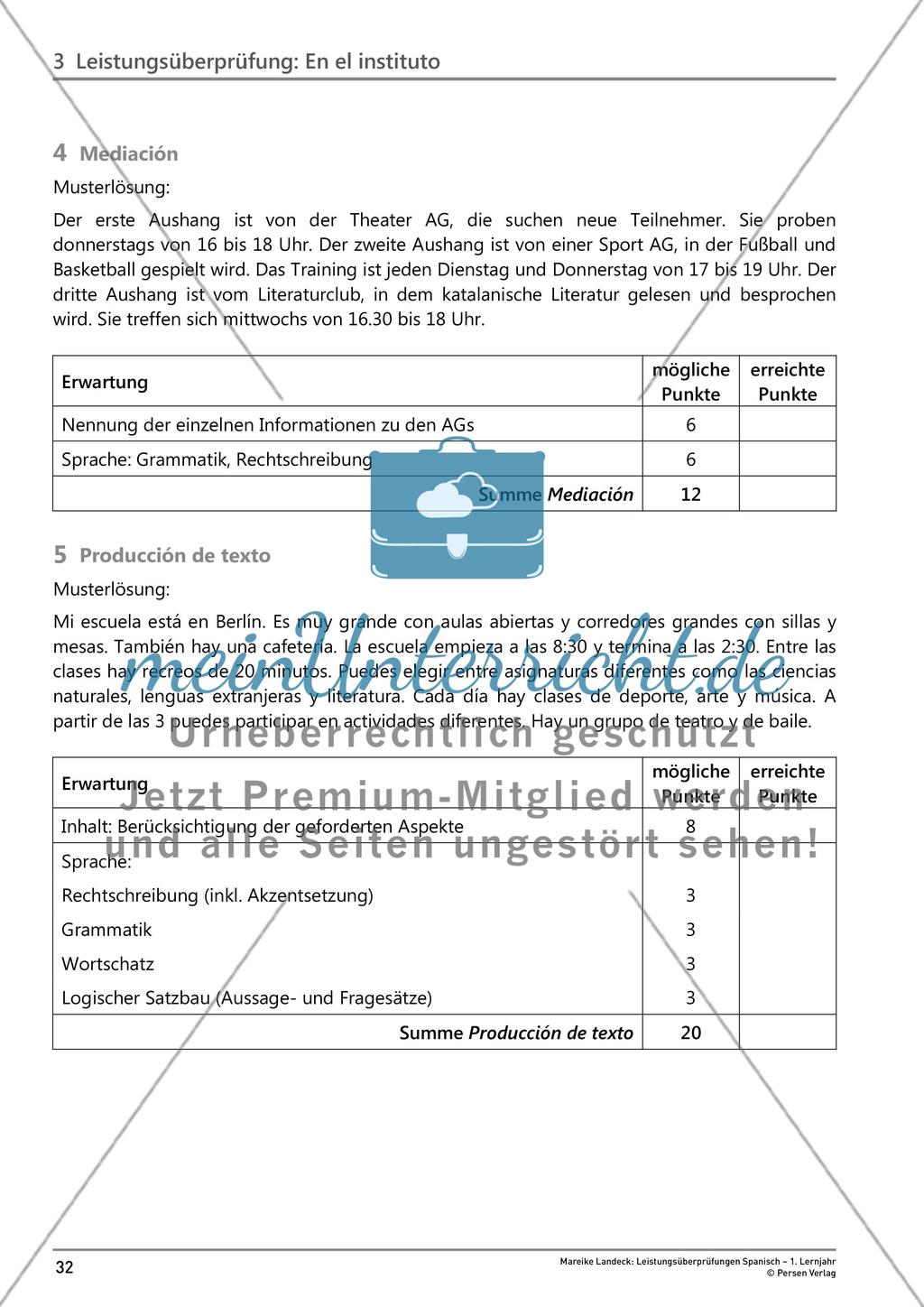 Leistungsüberprüfung: En el instituto Preview 8