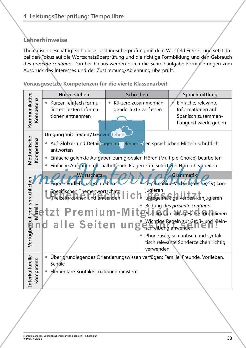 Leistungsüberprüfung: Tiempo libre Preview 1