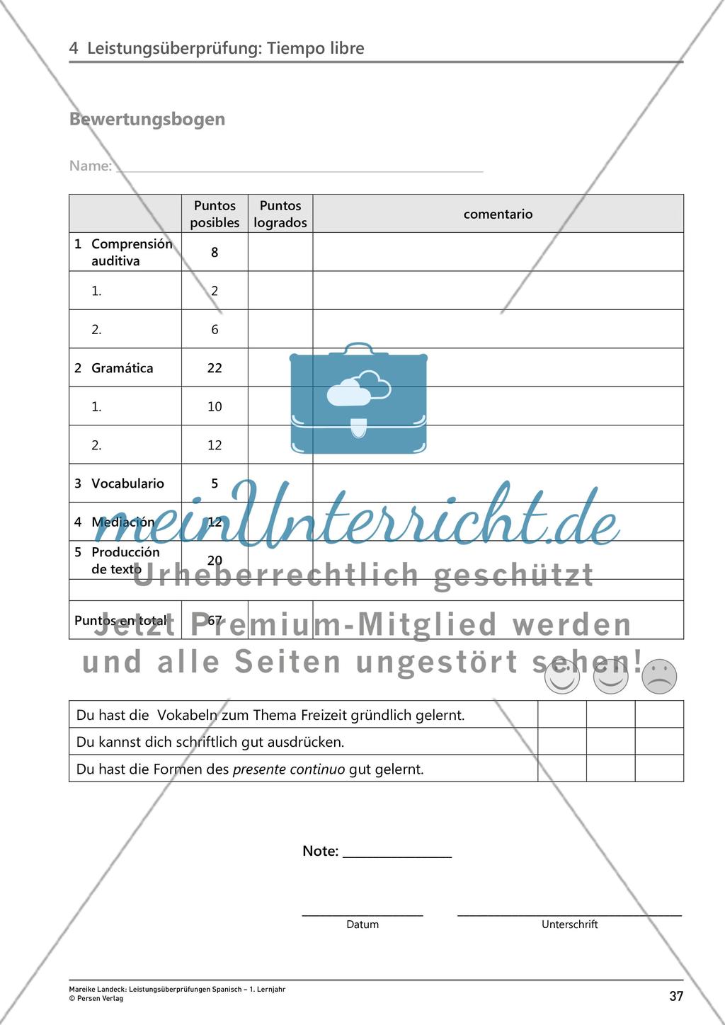 Leistungsüberprüfung: Tiempo libre Preview 5
