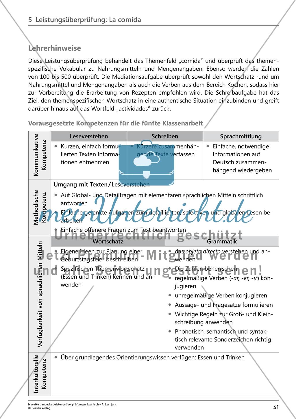 Leistungsüberprüfung: La comida Preview 1