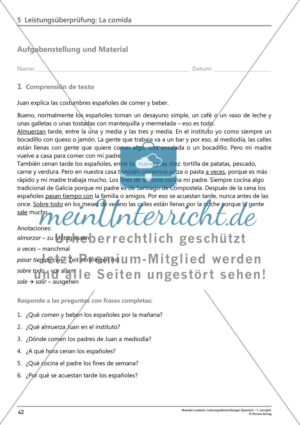 Leistungsüberprüfung: La comida Preview 2