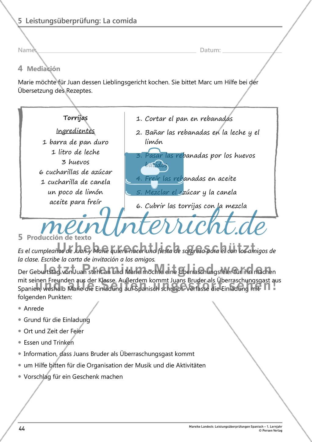 Leistungsüberprüfung: La comida Preview 4
