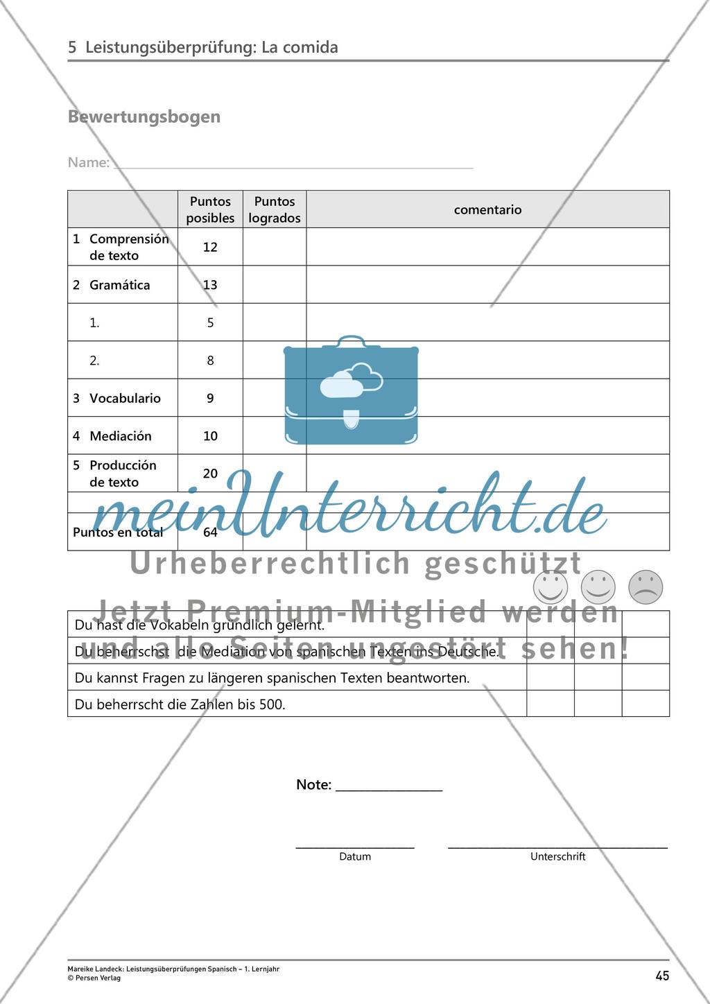 Leistungsüberprüfung: La comida Preview 5