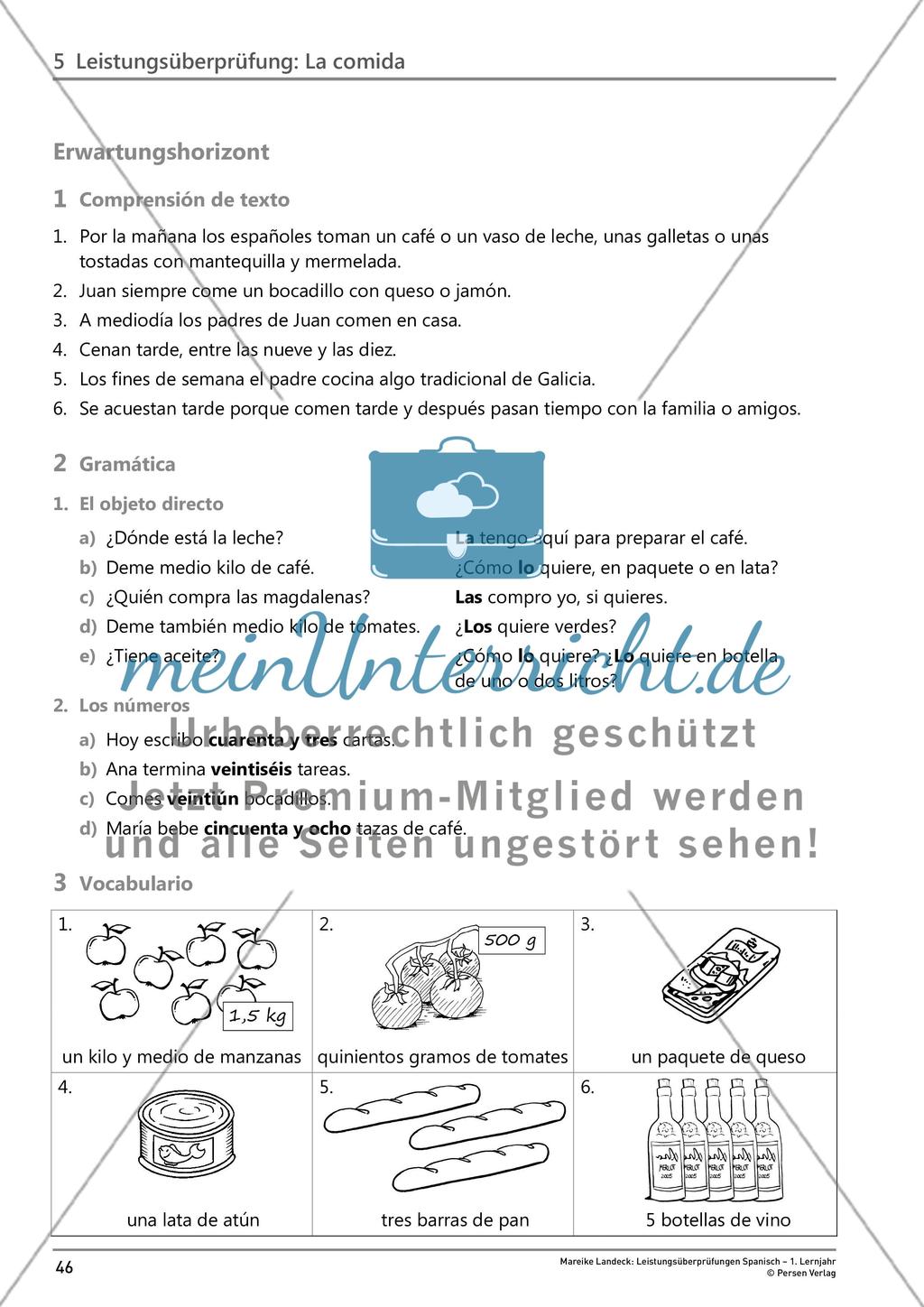 Leistungsüberprüfung: La comida Preview 6