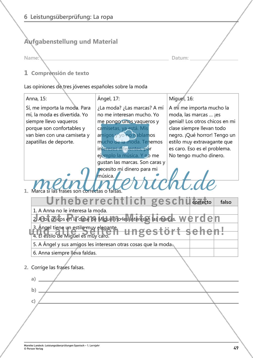 Leistungsüberprüfung: La ropa Preview 2