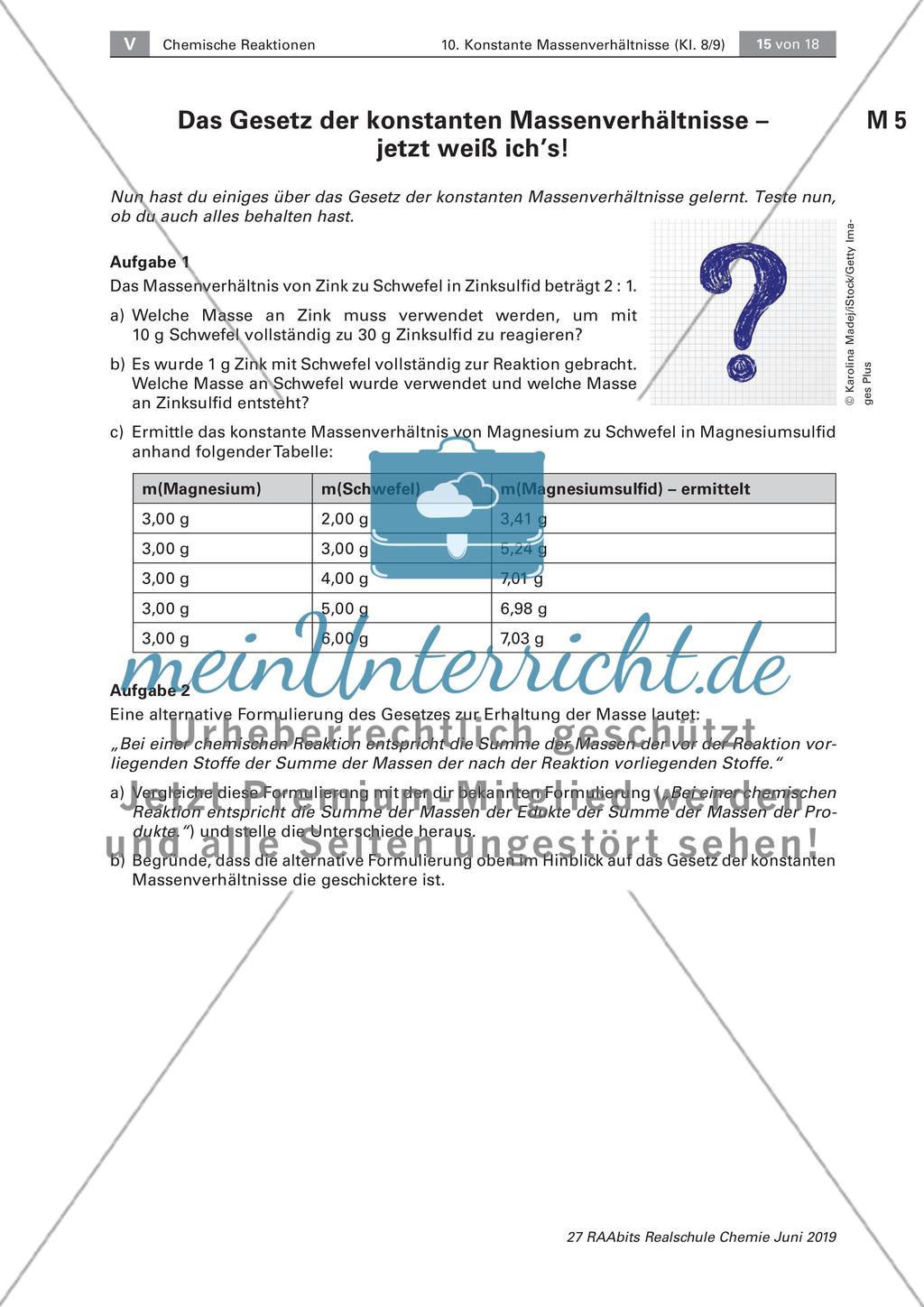 Das Gesetz der konstanten Massenverhältnisse Preview 16