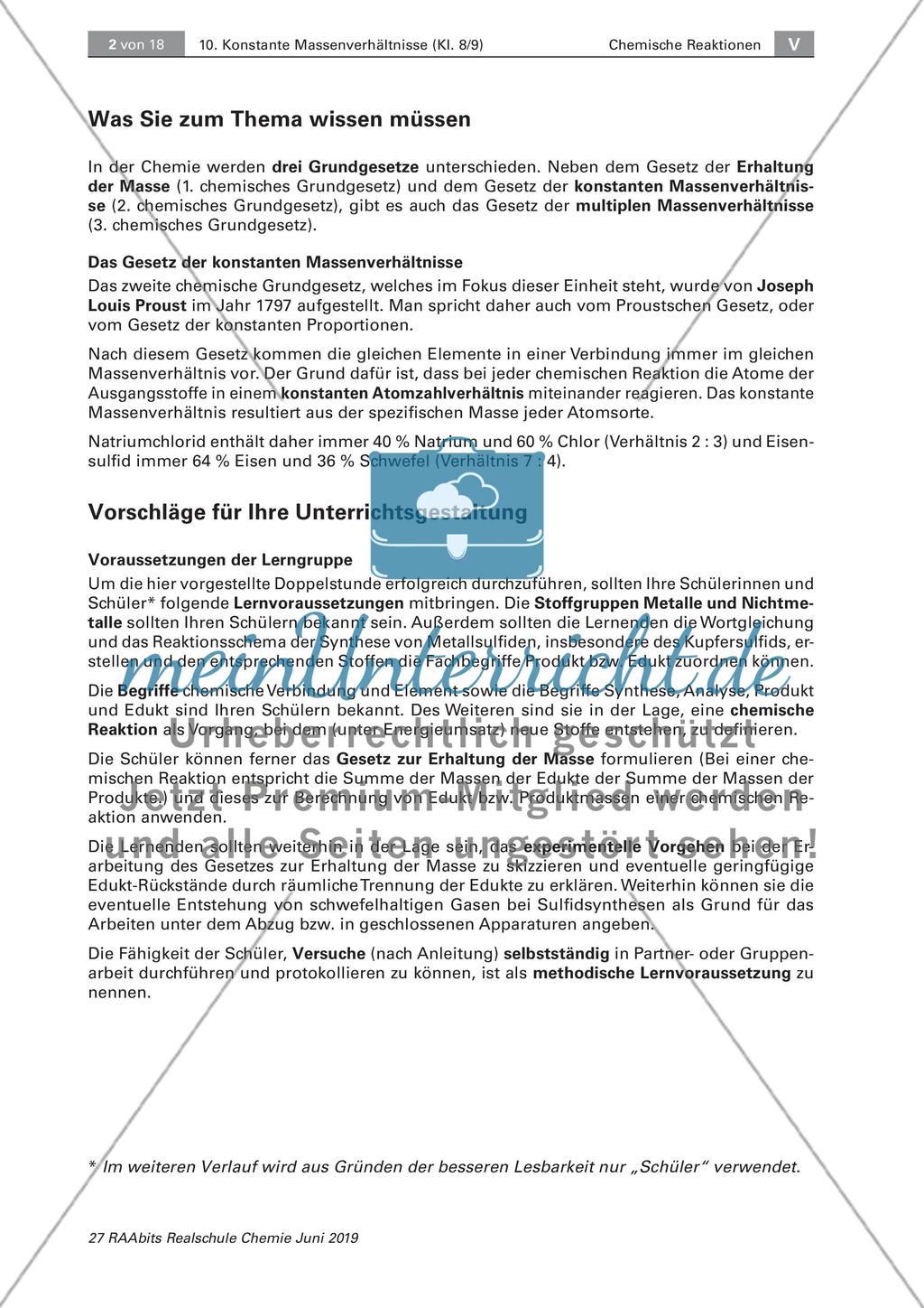 Das Gesetz der konstanten Massenverhältnisse Preview 2