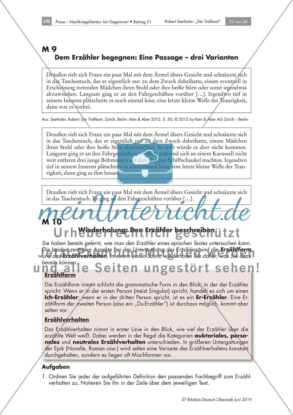 Die Erzähltechnik im Roman untersuchen Preview 1