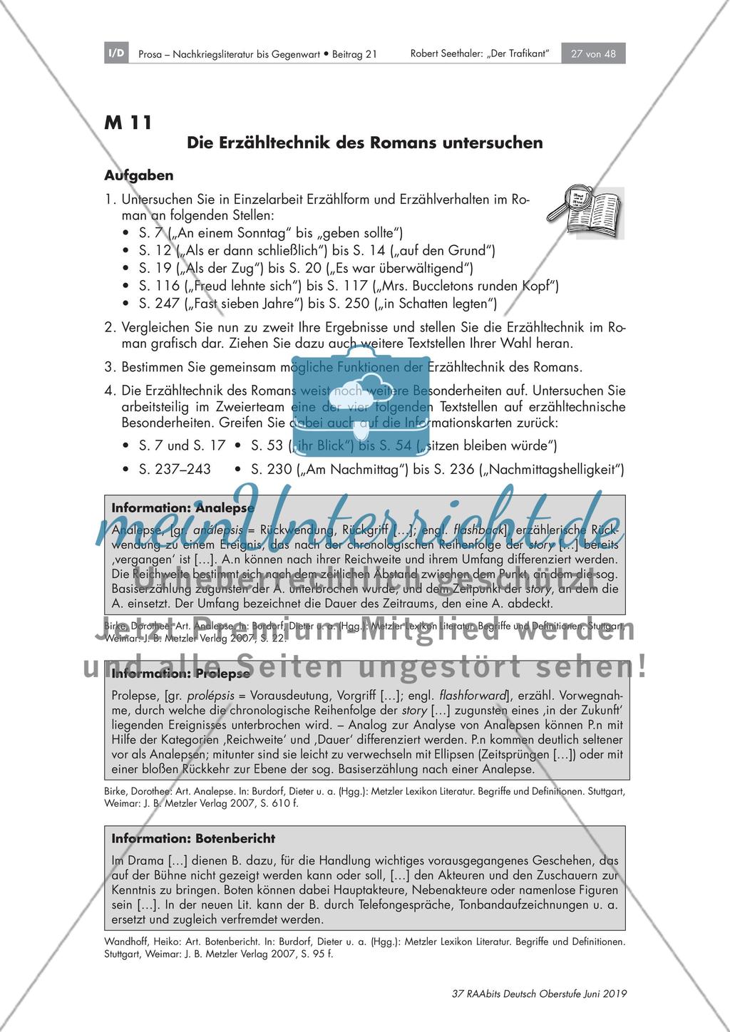 Die Erzähltechnik im Roman untersuchen Preview 3