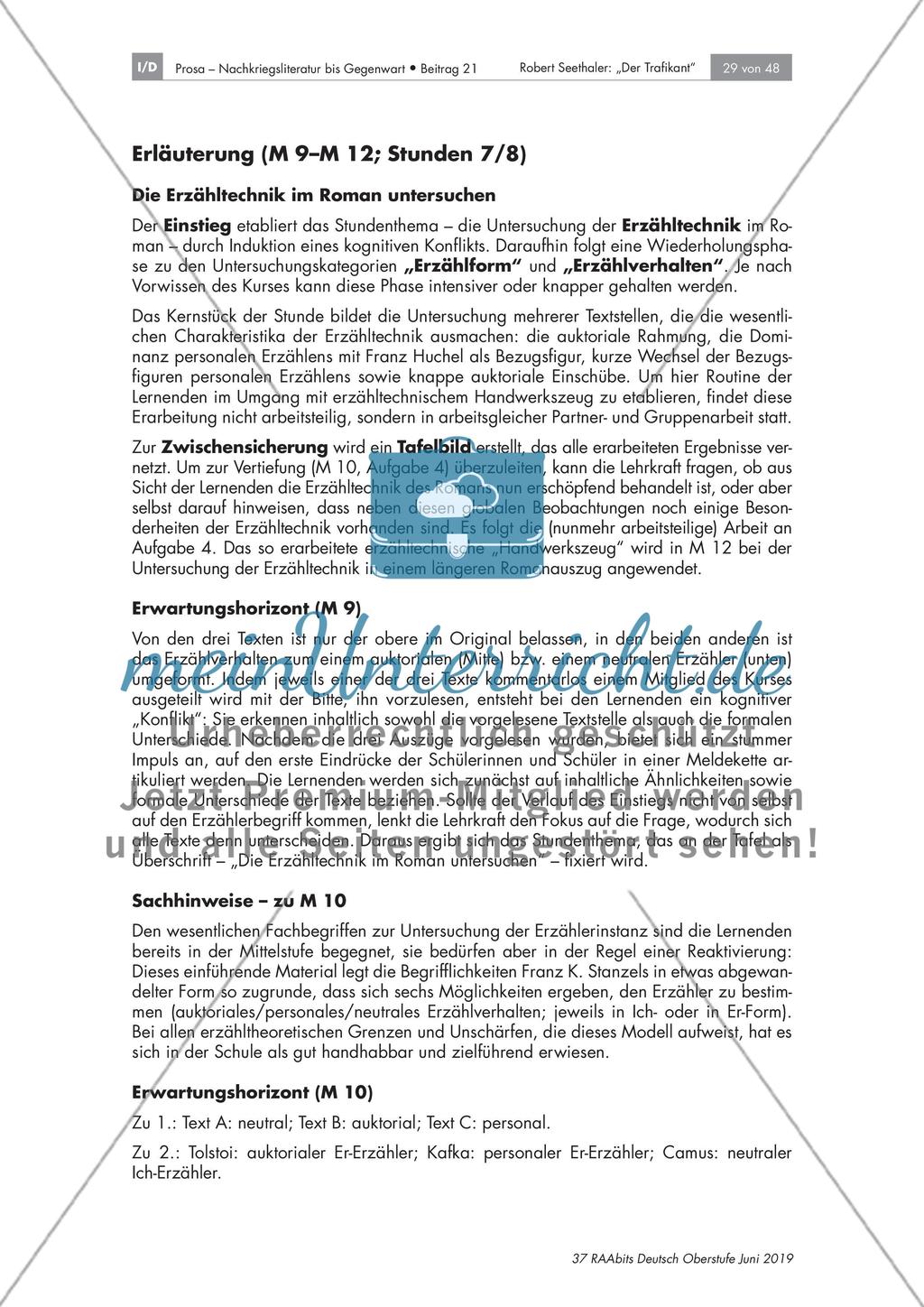 Die Erzähltechnik im Roman untersuchen Preview 5