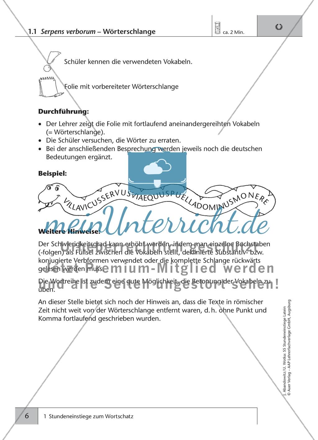 Stundeneinstiege zum Wortschatz Preview 2