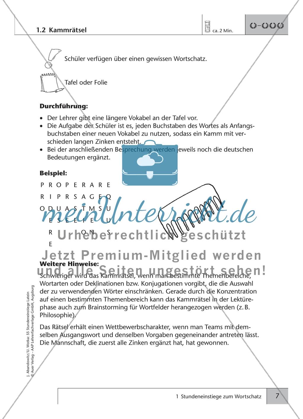 Stundeneinstiege zum Wortschatz Preview 3