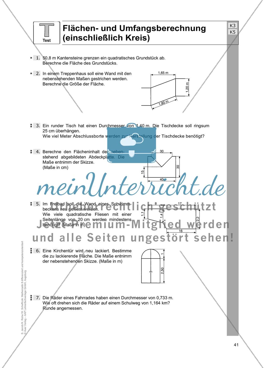 Flächen- und Umfangsberechnung (einschließlich Kreis) Preview 9