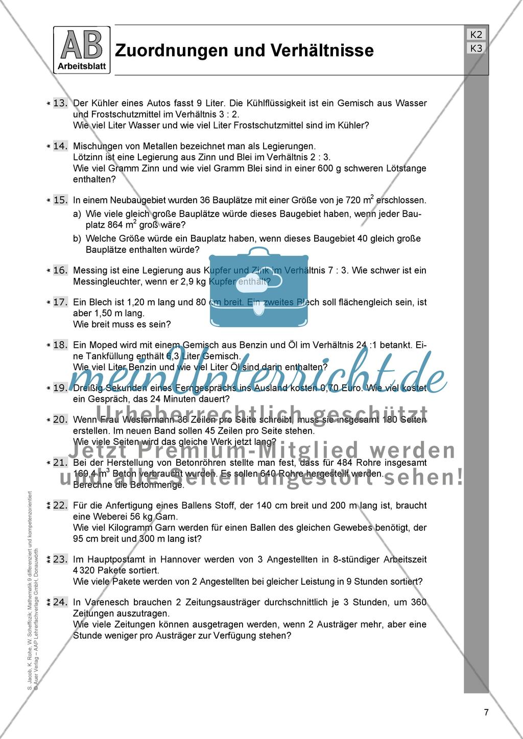 Zuordnungen und Verhältnisse: Arbeitsblätter Preview 2