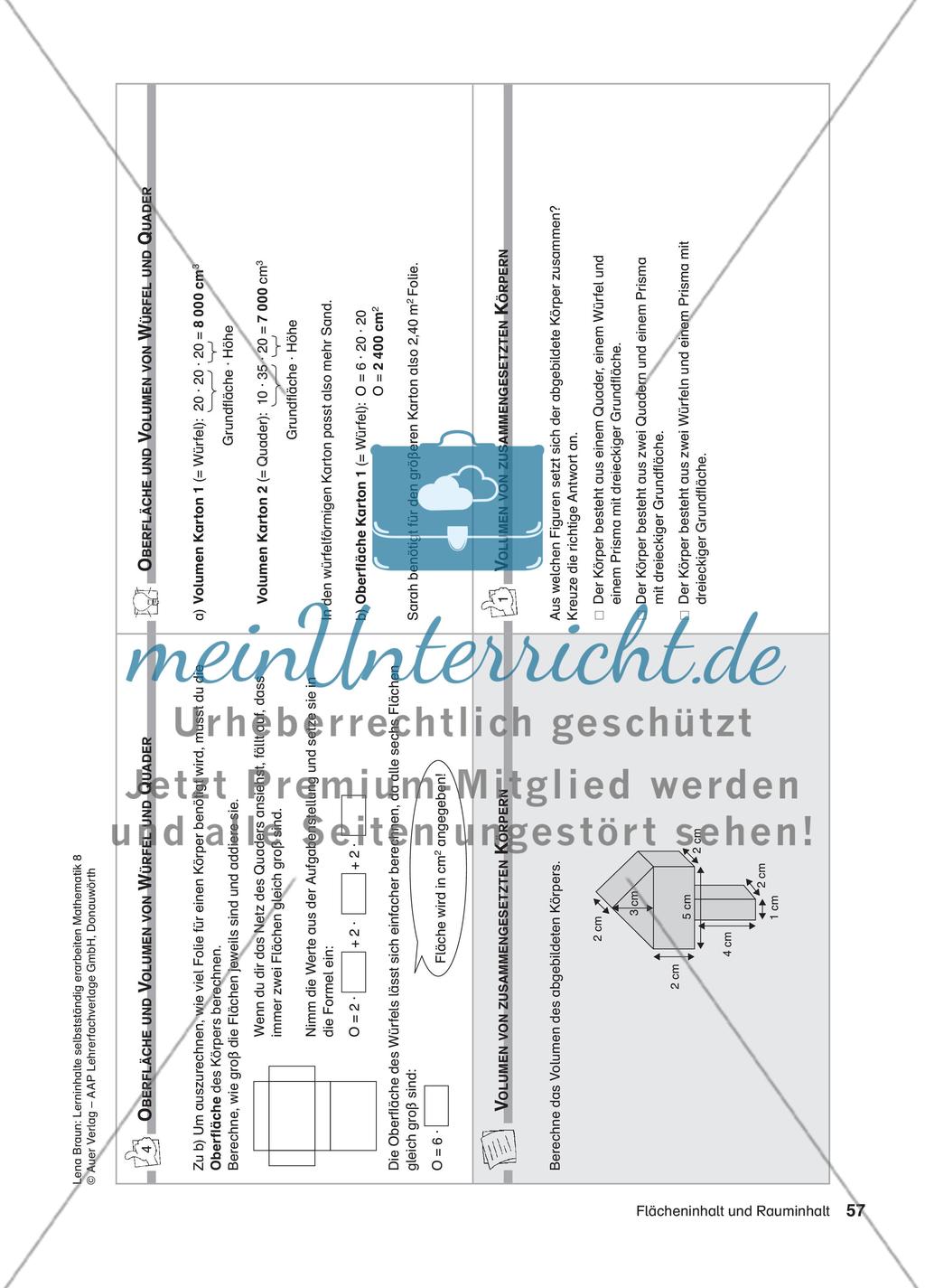 Fl cheninhalt Und Rauminhalt MeinUnterricht