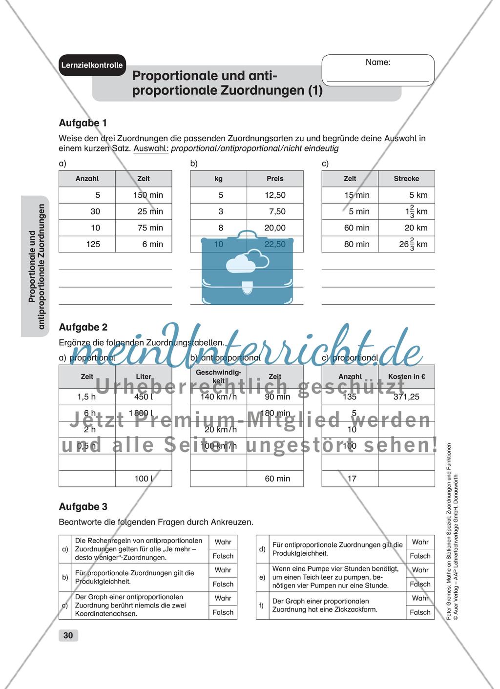 Proportionale und antiproportionale Zuordnungen Preview 12