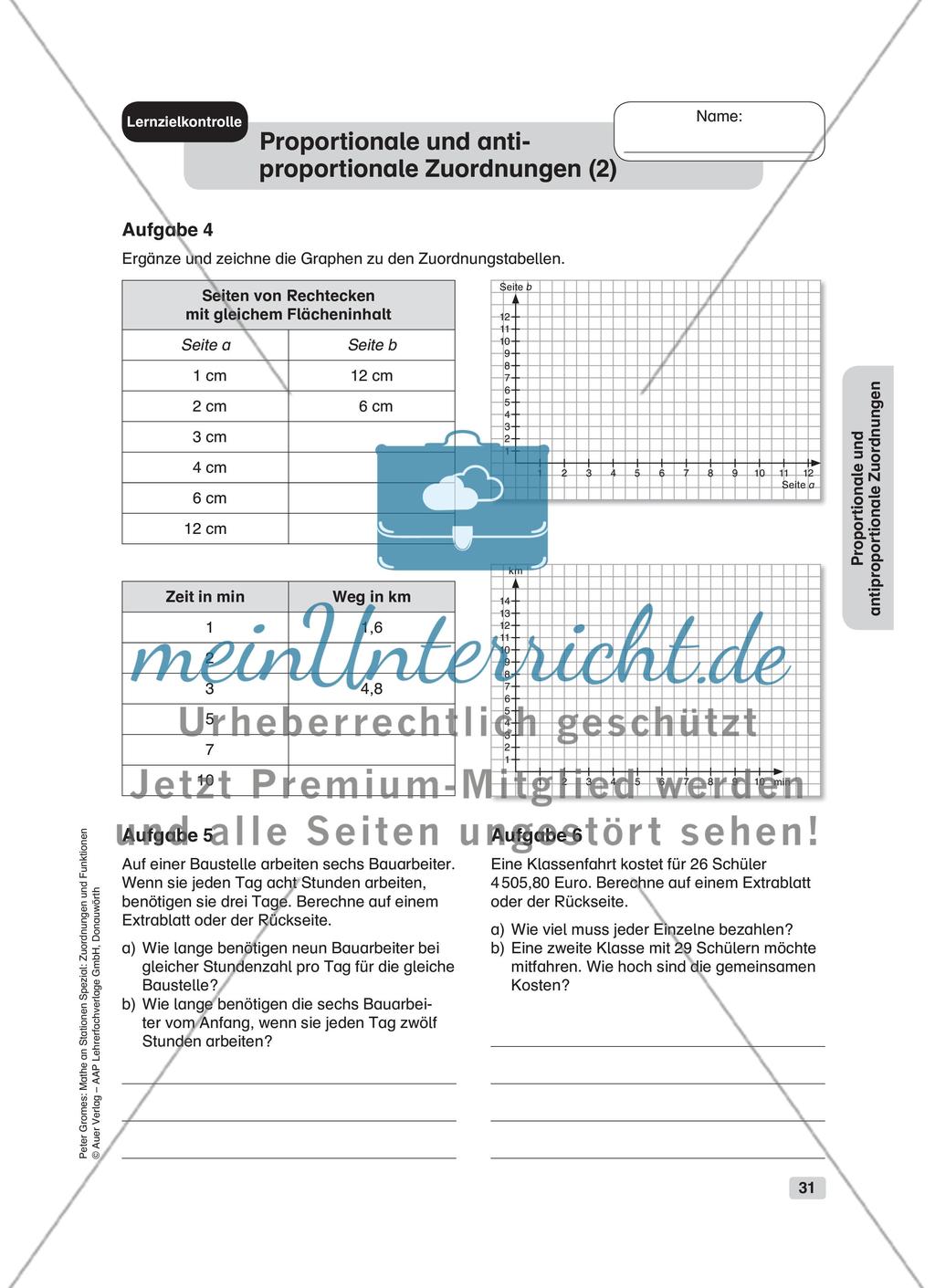 Proportionale und antiproportionale Zuordnungen Preview 13