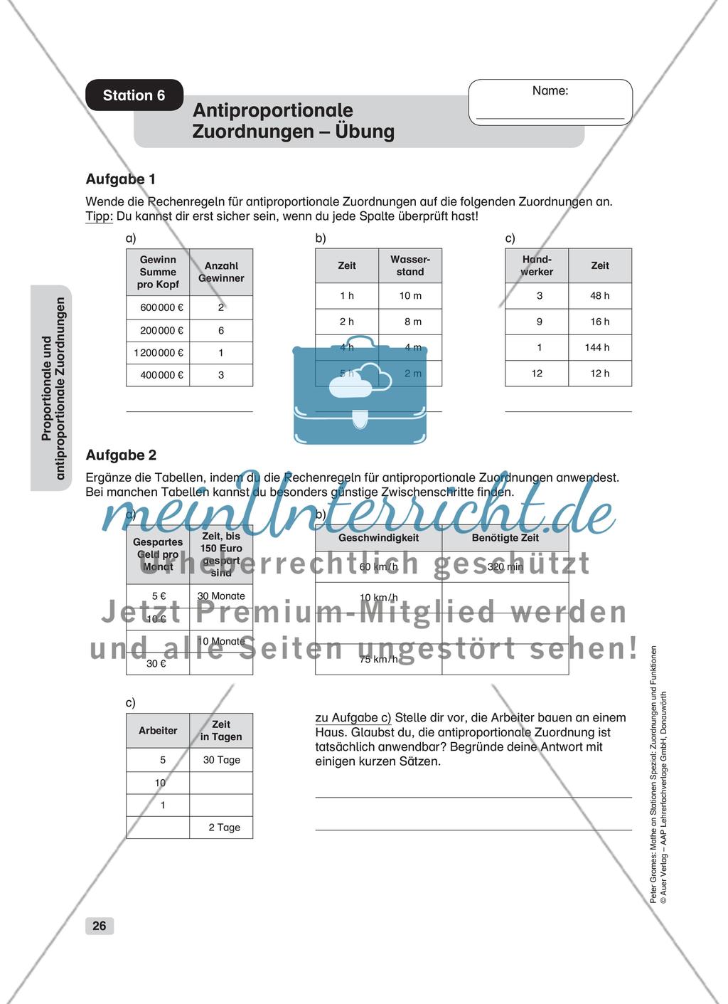 Proportionale und antiproportionale Zuordnungen Preview 8