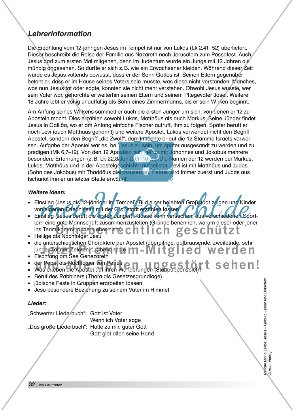 Jesu Auftreten (nach Lk 2,41–52 und Mk 1,16–20/3,13–19; Lk 5,1–11/6,12–16) Preview 3