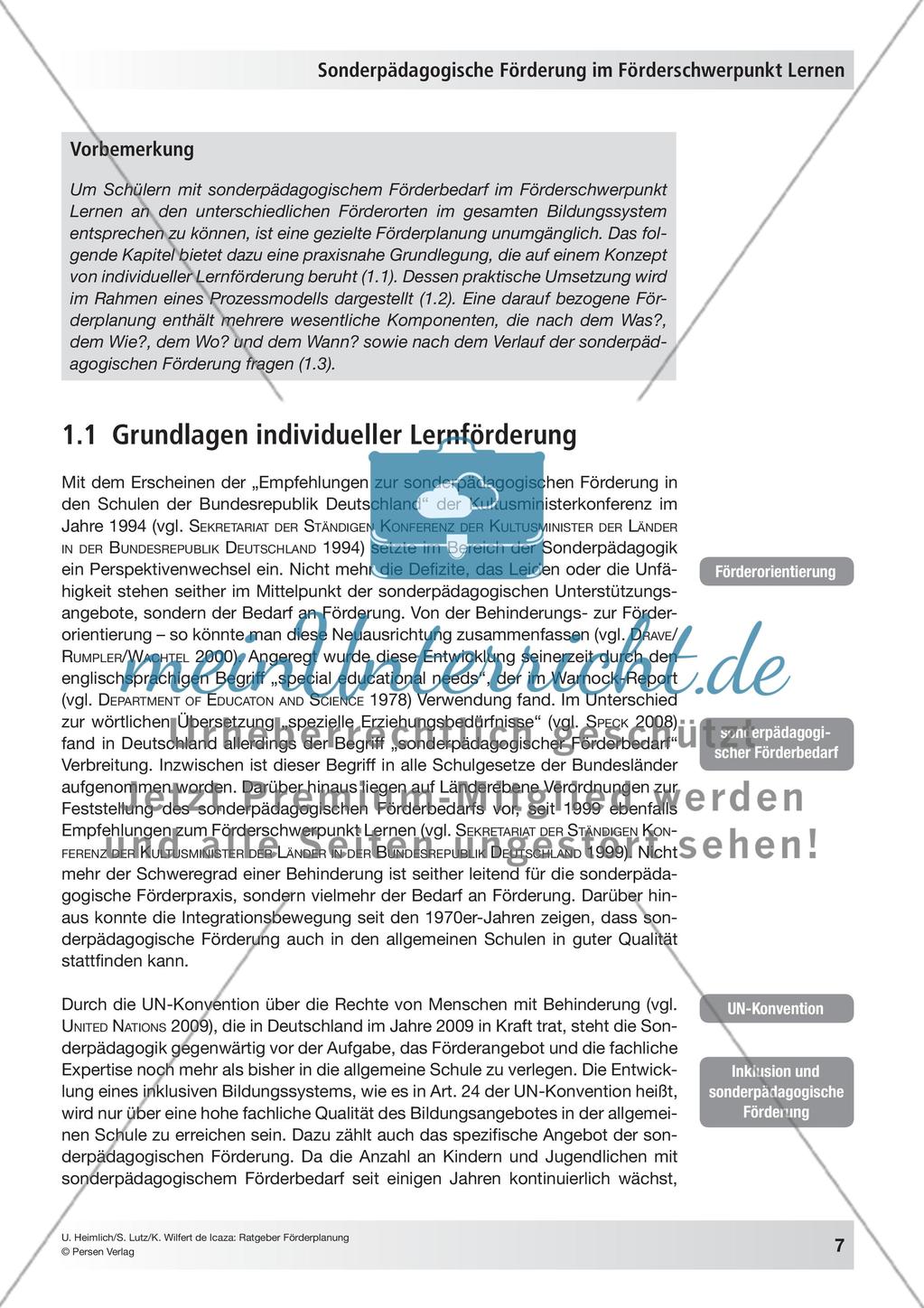 Sonderpädagogische Förderung im Förderschwerpunkt Lernen - meinUnterricht