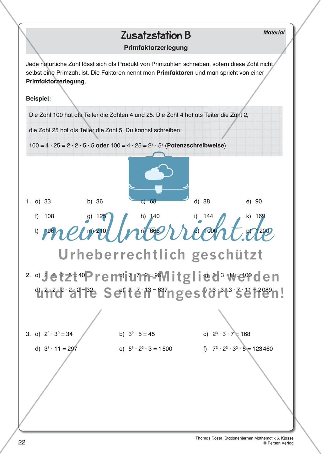 Teilbarkeit von Zahlen - meinUnterricht