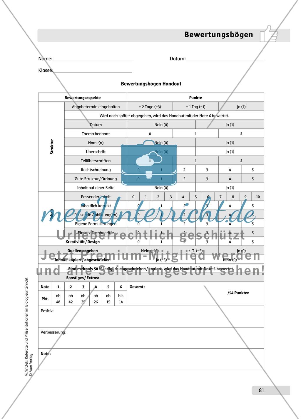 Bewertungsbögen und Lösungen Preview 1